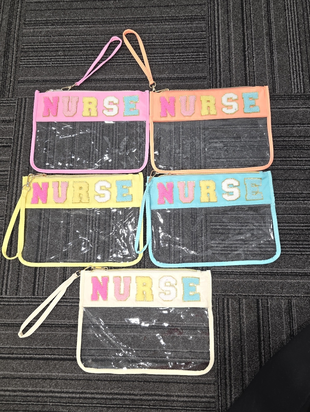 New  Nurse Wristlet Pouch in Pink, Orange, Yellow, Aqua, and Cream You Pick